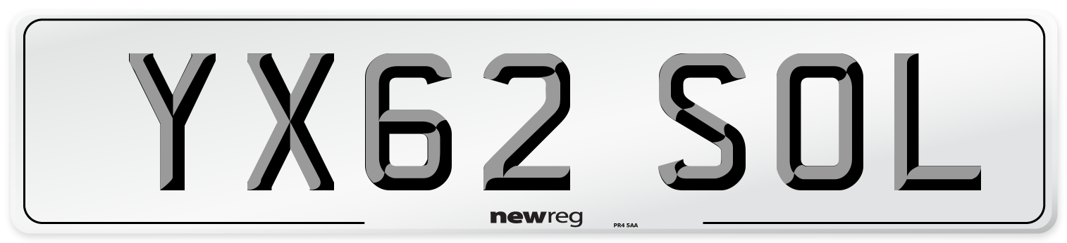 YX62 SOL Number Plate from New Reg